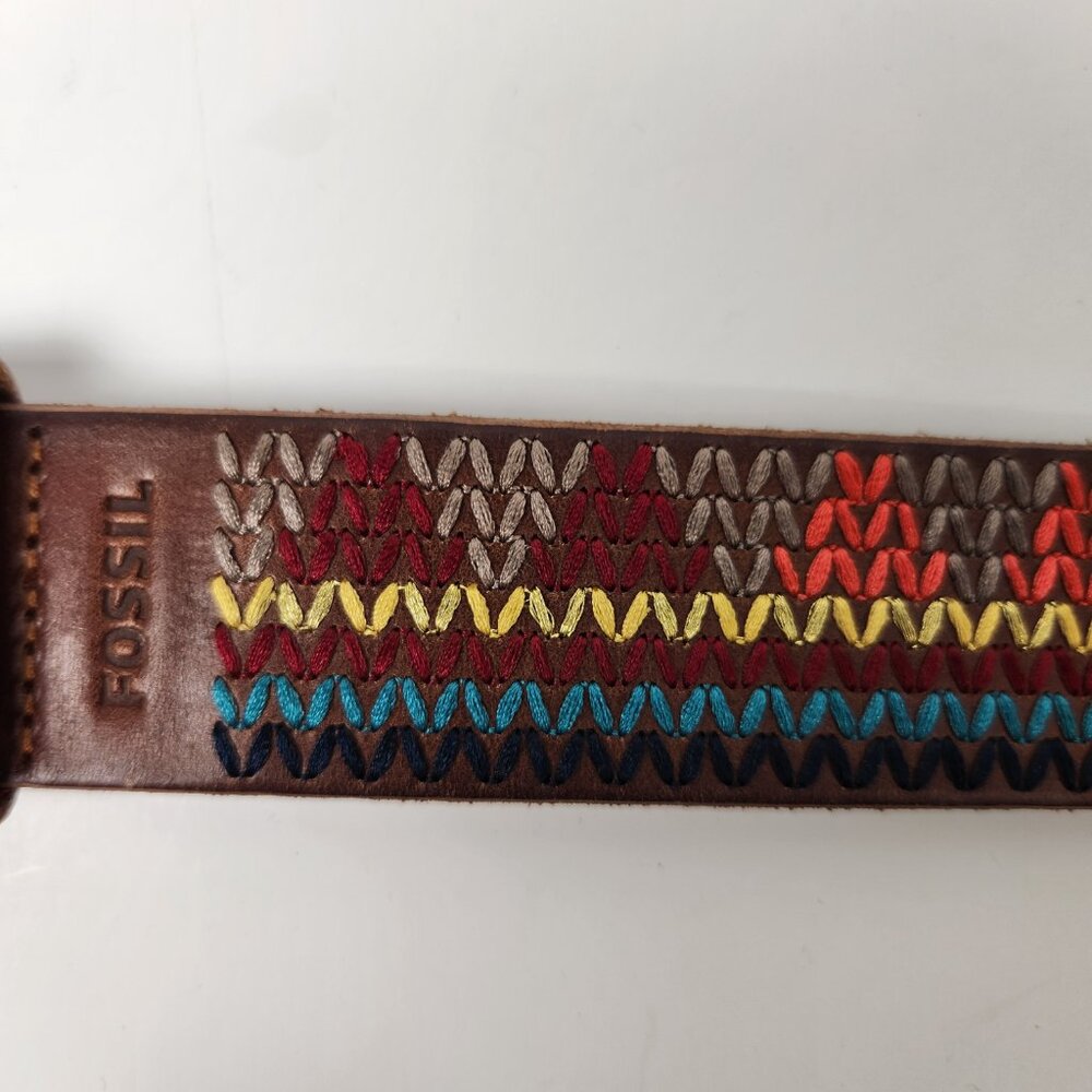 Fossil Belt Womens S Brown Southwest Embroidered Boho Western Cowgirl Rustic - Picture 3 of 10